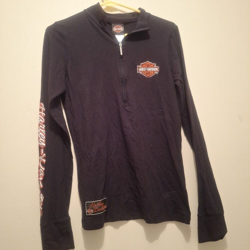 Harley Davidson Bar And Shield Vented Tee Quarter Zip Mens L Excellent Cond
